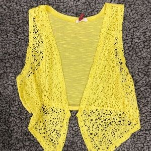 Girls l.e.i Floral Crochet Tee Cover Up Top Size XL 14/16